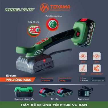 Máy rung lát gạch pin 21V TOYAMA - R-07 chân pin thông dụng _ 5 cấp độ rung _ bảo hành 6 tháng