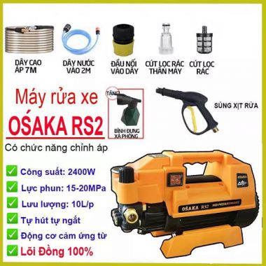 Máy rửa xe gia đình có chỉnh áp 2400W 20MPA 220V OSAKA - RS2 (dây đồng) máy chính hãng bảo hành 6 tháng